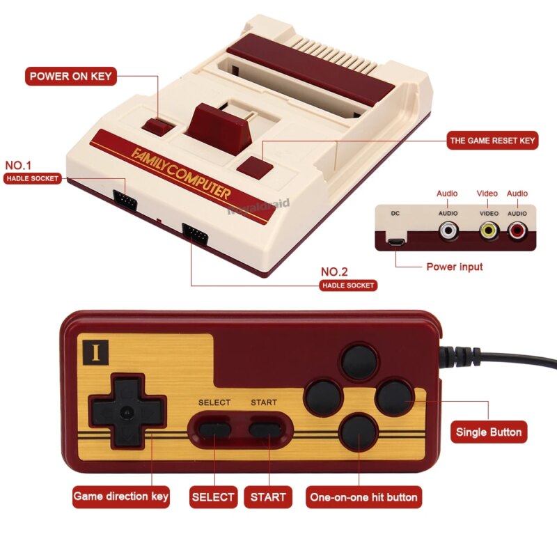 Famicom style 8-Bit Retro Console – 500 Built-in Classics + Cartridge Support - Image 4
